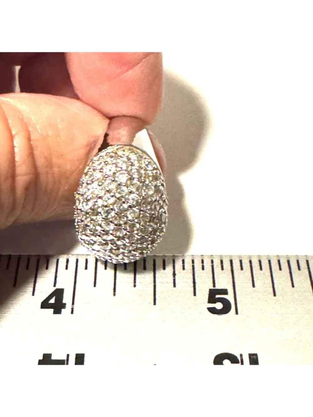 Sterling Silver 925 Pavé Cubic Zirconia Tapered Band Cocktail Ring Size 4.75